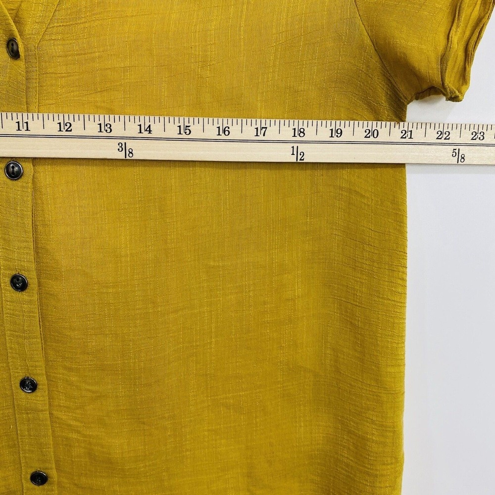 Cato Womens Blouse Top Small Yellow Cap Sleeve V-Neck Button-up - Picture 8 of 9